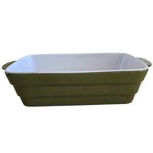 Remy Olivier Cuisine Olive‎ Green Rectangular Ceramic Baking Dish with Handles